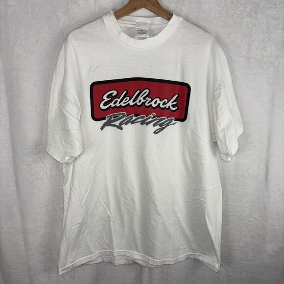 Vintage Y2K Edelbrock Racing Shirt Size XL Graphic Logo Preformance Parts - Picture 1 of 5